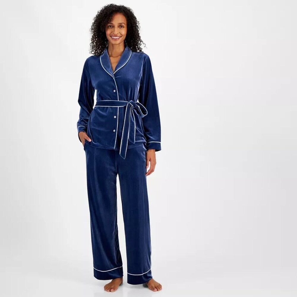 new I.N.C. International Concepts Women's Size XXL Velvet Pajama Set -ROYAL NAVY